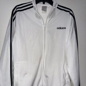 ADIDAS WHITE WITH BLACK STRIPES TRACK JACKET - SIZE ADULT MEDIUM